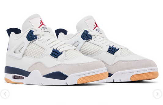 Air Jordan 4 Retro Blanco/Azul – Sneakers Premium de Estilo Urbano