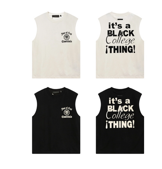 Camiseta Sin Mangas Oversize Hombre – Tank Top Streetwear Blanco y Negro Estilo Fear of God Essentials