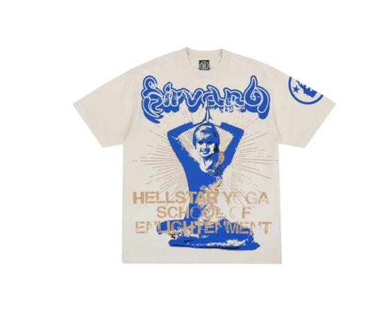Camiseta Hellstar Yoga “School of Enlightenment” Beige – Graphic Tee Streetwear