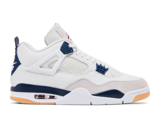 Air Jordan 4 Retro Blanco/Azul – Sneakers Premium de Estilo Urbano