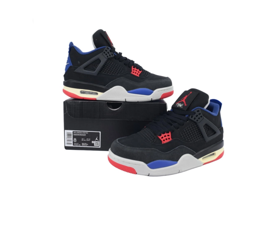 Jordan 4 Retro "Rare Air"  Black Red Blue – Zapatillas Hombre