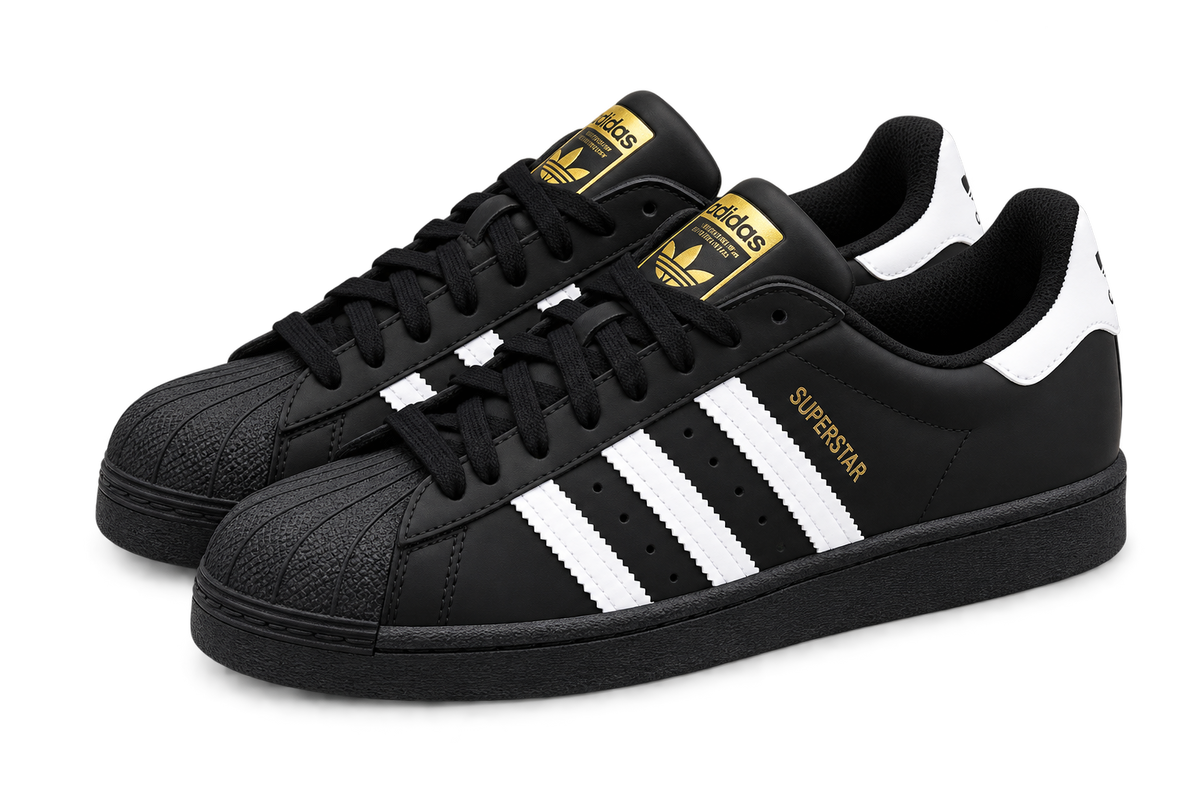 Adidas Superstar Negras con Franjas Blancas – Zapatillas Hombre
