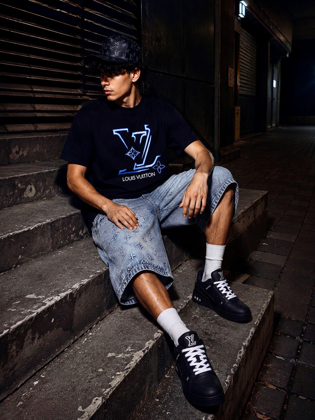 Outfit “Midnight Monogram” – Estilo Urbano Premium
